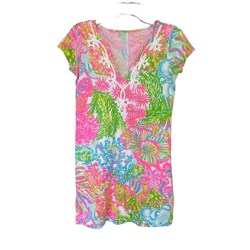 Lilly Pulitzer Womens Multicolor Tropical Print Cotton Brewster Mini Dress XS